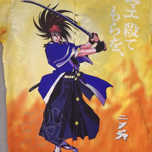 B Down Brand Vintage Shirt Mens Large Japanese Anime Samurai Button Down - Picture 4 of 16